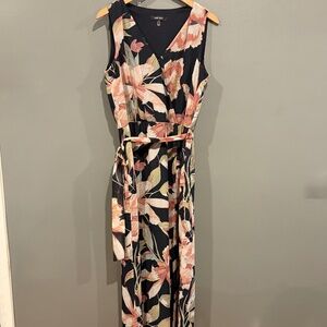 *GENTLY WORN* NINE WEST Size 10 Floral Strapless Belted Sundress with Front Slit
